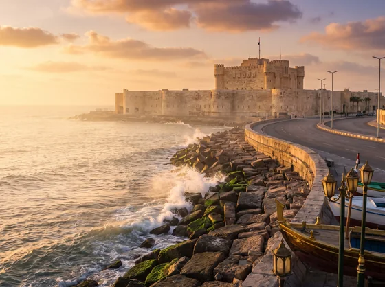 Qaitbay Citadel on the Mediterranean waterfront in Alexandria