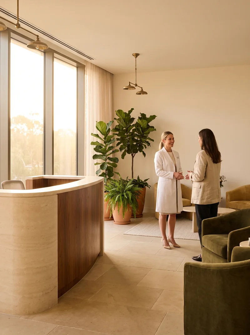 A bright, calm private clinic reception